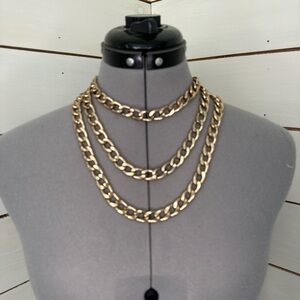 3 chains in gold, 30" long, 1.25" wide #goldjewellery